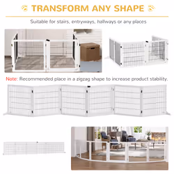 PawHut Freestanding Pet Dog Gate 6 Panel Foldable Wooden Playpen 432cm Long - Additional view 7