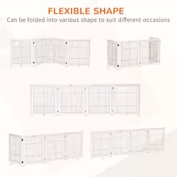PawHut Freestanding Pet Gate Safety Barrier 4 Pannel with Support Feet White