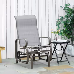 Outsunny Outdoor Gliding Rocking Chair w/ Metal Frame for Patio, Garden, Grey