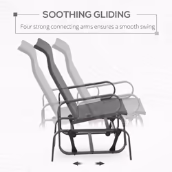 Outsunny Outdoor Gliding Rocking Chair w/ Metal Frame for Patio, Garden, Grey