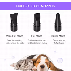 PawHut 2800W Dog Hair Dryer Pet Grooming Blaster Blower Dryer 3 Nozzles, Purple