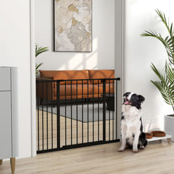 PawHut Pressure Fitted Pet Dog Safety Gate Metal Fence 76 cm Tall, Black