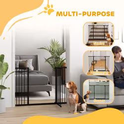 PawHut Pressure Fitted Pet Dog Safety Gate Metal Fence 76 cm Tall, Black