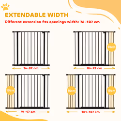 PawHut Pressure Fitted Pet Dog Safety Gate Metal Fence 76 cm Tall, Black