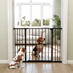 PawHut Pressure Fitted Pet Dog Safety Gate Metal Fence 76 cm Tall, Black - Additional view 5