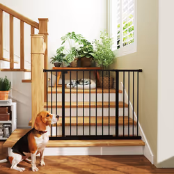 PawHut Pressure Fitted Pet Dog Safety Gate Metal Fence 76 cm Tall, Black - Additional view 6