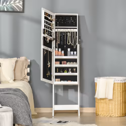 HOMCOM Mirrored Jewellery Cabinet Lockable Jewellery Organiser for Bedroom White - Additional view 5