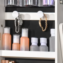 HOMCOM Mirrored Jewellery Cabinet W/ LED Light Lockable Jewellery Armoire White - Additional view 7