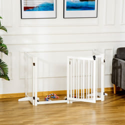 PawHut Freestanding Pet Gate w/ 2 Support Feet for Doorways Stairs White