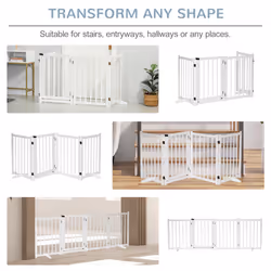 PawHut Freestanding Pet Gate w/ 2 Support Feet for Doorways Stairs White