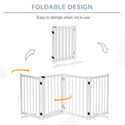 PawHut Freestanding Pet Gate w/ 2 Support Feet for Doorways Stairs White