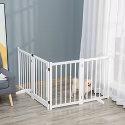 PawHut Freestanding Pet Gate w/ 2 Support Feet for Doorways Stairs White - Additional view 7