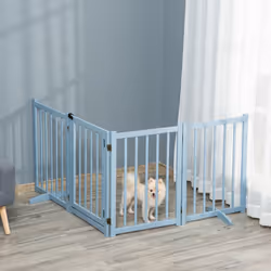 PawHut Freestanding Pet Gate w/ 2 Support Feet for Doorways Stairs Blue Grey - Additional view 7
