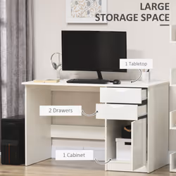 HOMCOM Computer Desk w/ Drawers Modern Writing Workstation for Home Office - Additional view 5