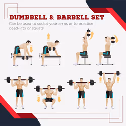 HOMCOM 25kg Adjustable 2 IN 1 Barbell Dumbbells Weight Set for Body Fitness - Additional view 5