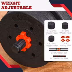 HOMCOM 25kg Adjustable 2 IN 1 Barbell Dumbbells Weight Set for Body Fitness - Additional view 7