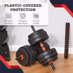 HOMCOM 25kg Adjustable 2 IN 1 Barbell Dumbbells Weight Set for Body Fitness - Additional view 8