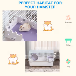 PawHut 2 Tier Hamster Cage Rodent House with Exercise Wheel Water Bottle Ladder