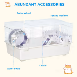 PawHut 2 Tier Hamster Cage Rodent House with Exercise Wheel Water Bottle Ladder