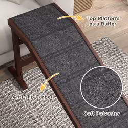 PawHut Pet Ramp for Dogs Cats W/ Non-Slip Carpet for Bed Sofa, 188x40.5x63.5cm - Additional view 6