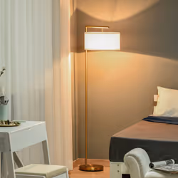 HOMCOM Floor Lamp with Linen Lampshade Round Base for Living Room