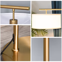 HOMCOM Floor Lamp with Linen Lampshade Round Base for Living Room - Additional view 6