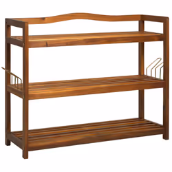 HOMCOM 3-Tier Shoe Rack Acacia Wood Shoe Storage Shelf for Entryway