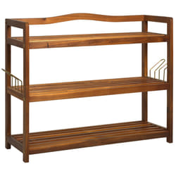 HOMCOM 3-Tier Shoe Rack Acacia Wood Shoe Storage Shelf for Entryway