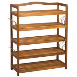 HOMCOM 5-Tier Shoe Rack Acacia Wood Shoe Storage Shelf for Entryway Bedroom Teak
