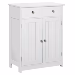 kleankin Bathroom Floor Storage Cabinet with Drawers Door, White
