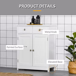 kleankin Bathroom Floor Storage Cabinet with Drawers Door, White - Additional view 6