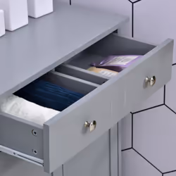 kleankin Bathroom Floor Storage Cabinet with Drawers Door, Grey - Additional view 7