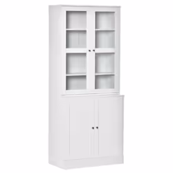 HOMCOM Modern Bookcase Display Storage Cabinet w/ Doors Shelves