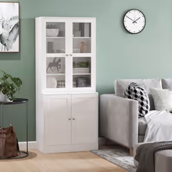 HOMCOM Modern Bookcase Display Storage Cabinet w/ Doors Shelves