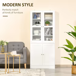 HOMCOM Modern Bookcase Display Storage Cabinet w/ Doors Shelves