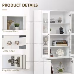 HOMCOM Modern Bookcase Display Storage Cabinet w/ Doors Shelves - Additional view 5