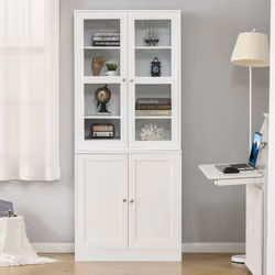 HOMCOM Modern Bookcase Display Storage Cabinet w/ Doors Shelves - Additional view 6