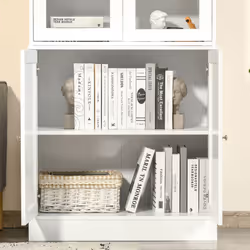 HOMCOM Modern Bookcase Display Storage Cabinet w/ Doors Shelves - Additional view 7
