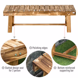 Outsunny 1.1M Outdoor Garden Bench Patio Loveseat Fir Wood 2 Person - Additional view 5