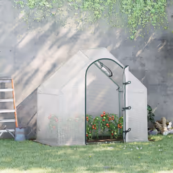Outsunny Walk-In Portable Greenhouse Mini Grown House Steel Frame Window White