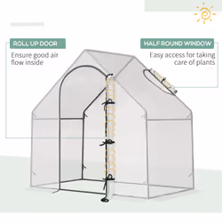 Outsunny Walk-In Portable Greenhouse Mini Grown House Steel Frame Window White