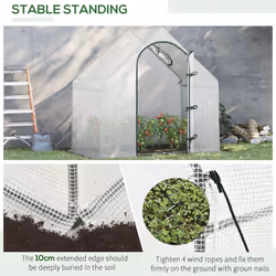 Outsunny Walk-In Portable Greenhouse Mini Grown House Steel Frame Window White - Additional view 4