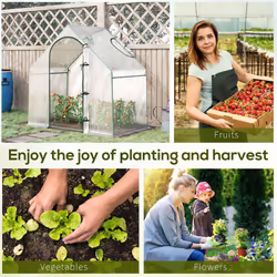 Outsunny Walk-In Portable Greenhouse Mini Grown House Steel Frame Window White - Additional view 5