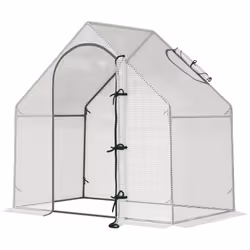 Outsunny Walk-In Portable Greenhouse Mini Grown House Steel Frame Window White - Additional view 8