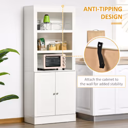 HOMCOM Modern Kitchen Cupboard, Storage Cabinet with Adjustable Shelves, White - Additional view 7
