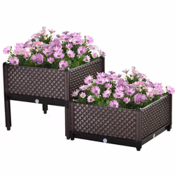 Outsunny 2-Piece Raised Garden Bed Planter Box for Flowers, Vegetables, Herbs