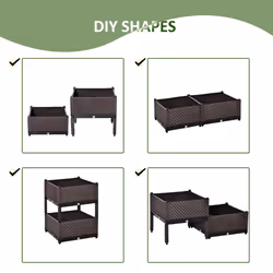 Outsunny 2-Piece Raised Garden Bed Planter Box for Flowers, Vegetables, Herbs - Additional view 4