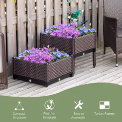 Outsunny 2-Piece Raised Garden Bed Planter Box for Flowers, Vegetables, Herbs - Additional view 5