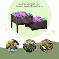 Outsunny 2-Piece Raised Garden Bed Planter Box for Flowers, Vegetables, Herbs - Additional view 6