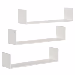 HOMCOM Set of 3 Wooden Floating Shelves Wall Mount CD Storage White